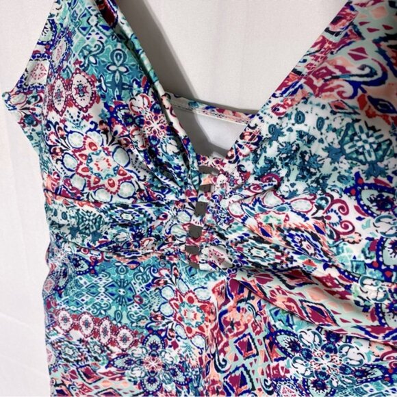 5/$25 George Floral Multicolor Tankini Bikini Top Swim Top L - Picture 7 of 13
